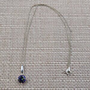 16 Inch Sterling Silver Multiple Color Cubic Zirconia Gem Necklace A6658